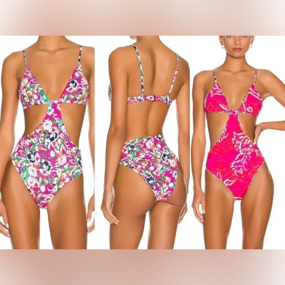 MAAJI NWT MIMI TRIKINI REVERSIBLE ONE PIECE IN ZINNIA SIZE SMALL